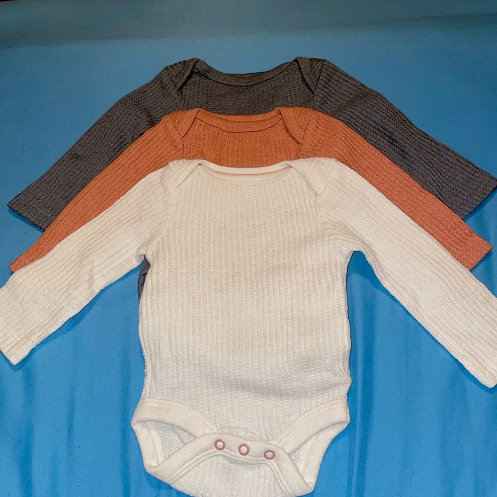 3pcs Longsleeve Waffle Knit Onesies